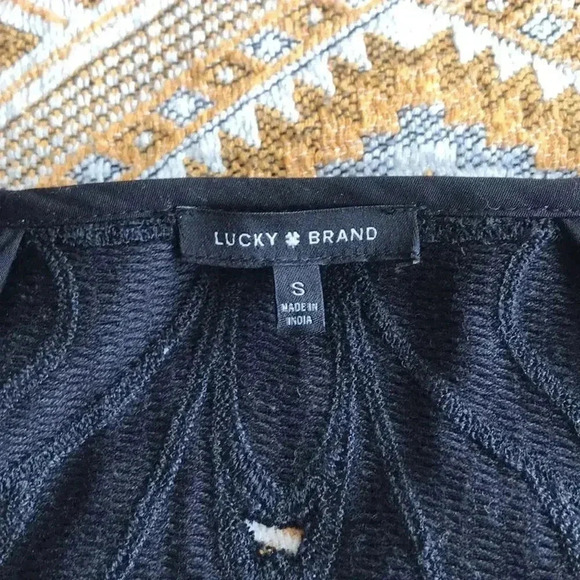 Lucky Brand ☘️ Embroidered Black blouse/jacket Folk Boho Western Indie Small. - Picture 7 of 14
